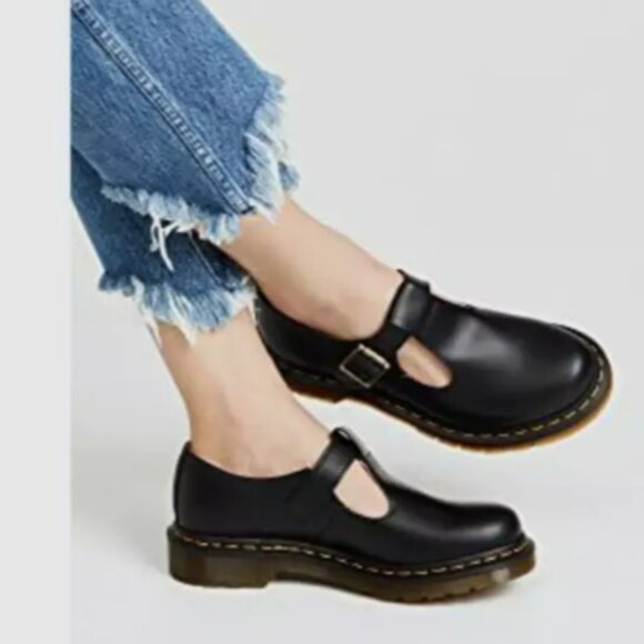 Dr. Martens POLLEY SMOOTH LEATHER MARY JANES in Black MSRP$180 Preppy & Chic - Picture 1 of 16